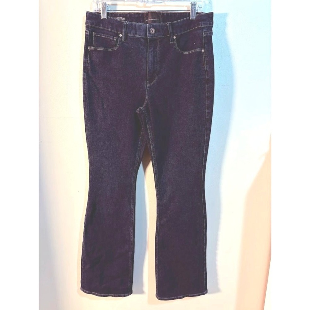 White House Black Market High Rise Skinny‎ Flare Jeans Dark Wash Size 10